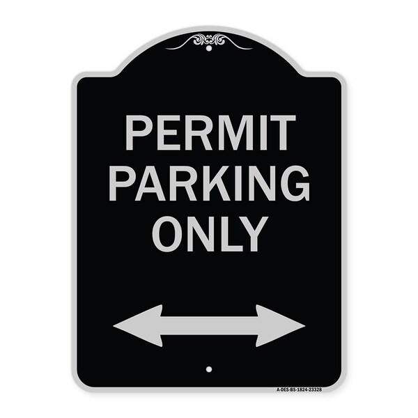 Permit Parking Bidirectional Arrow Heavy-Gauge Aluminum Architectural Sign, 24" x 18", BS-1824-23328